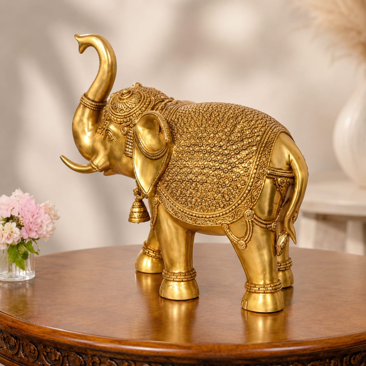 Brass Elephant Figurine – Symbol of Strength, Wisdom & Prosperity - 14 inch