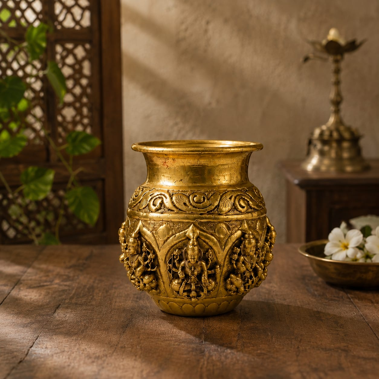 Brass Antique Asthlaxmi Kalash – 3 Inch