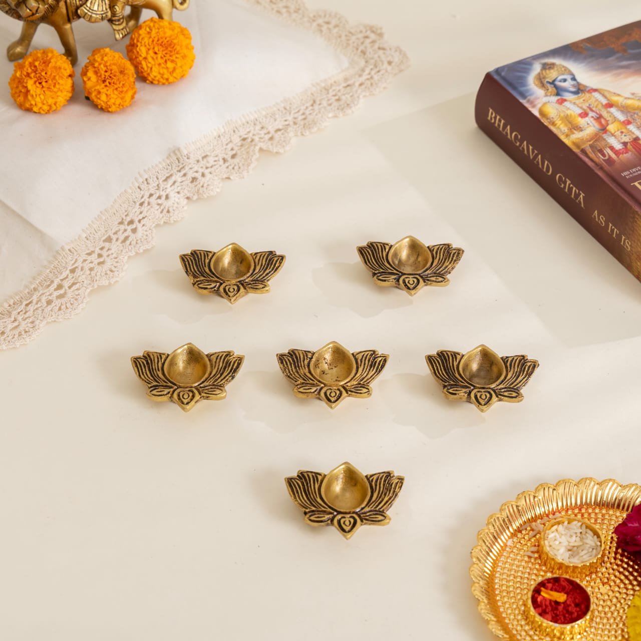Brass Lotus Deep Set of 4