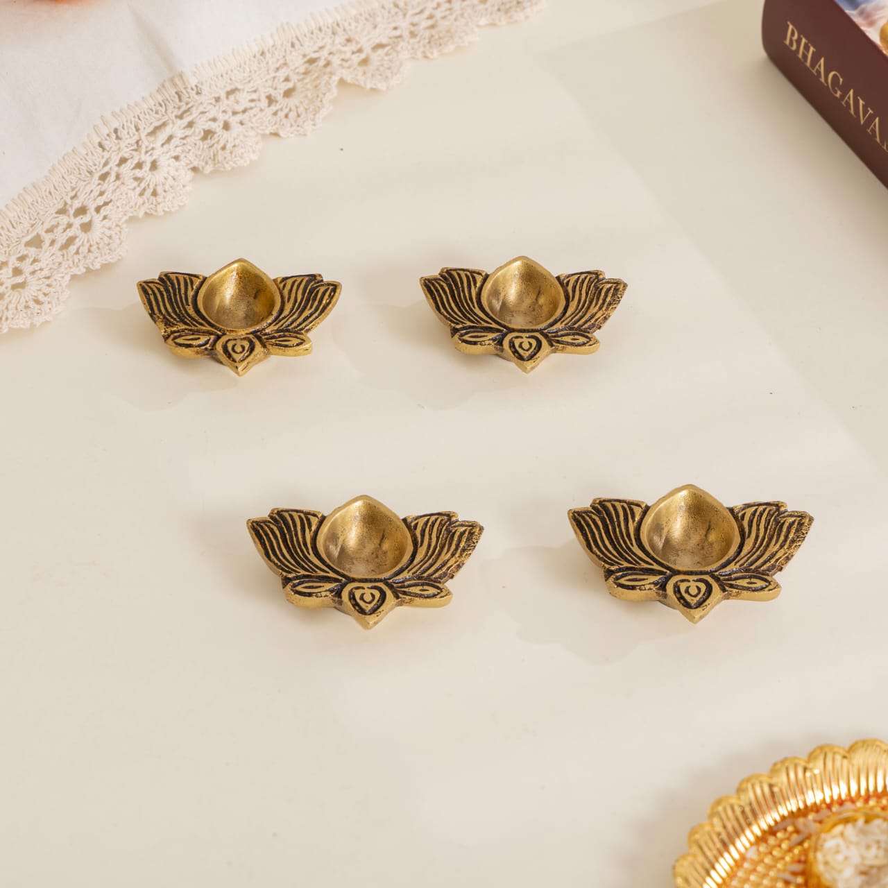Brass Lotus Deep Set of 4