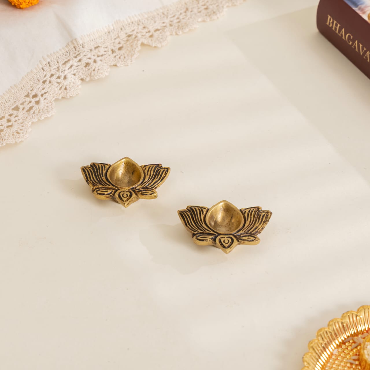 Brass Lotus Deep Set of 4