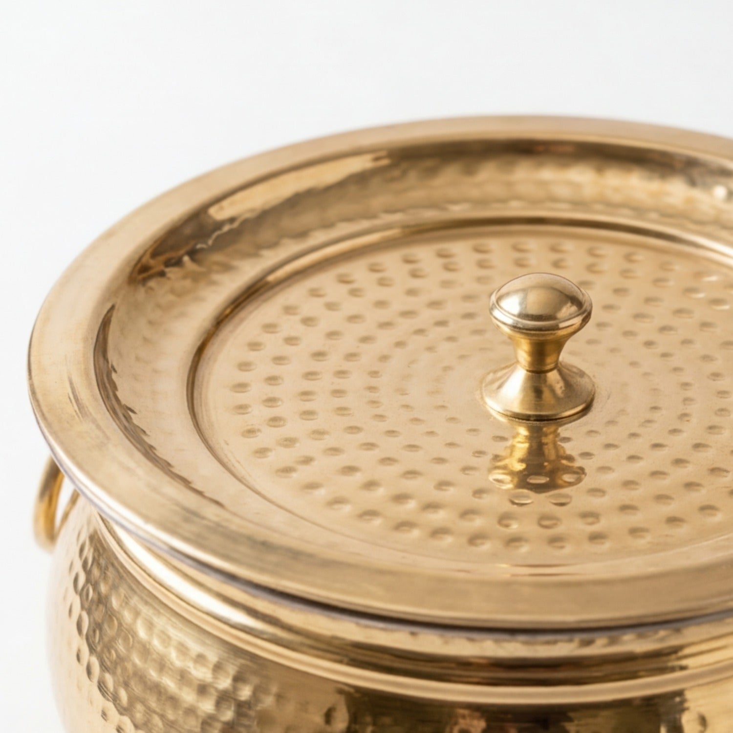 Hammered Mughlai Brass Handi with Lid & Tin Coating