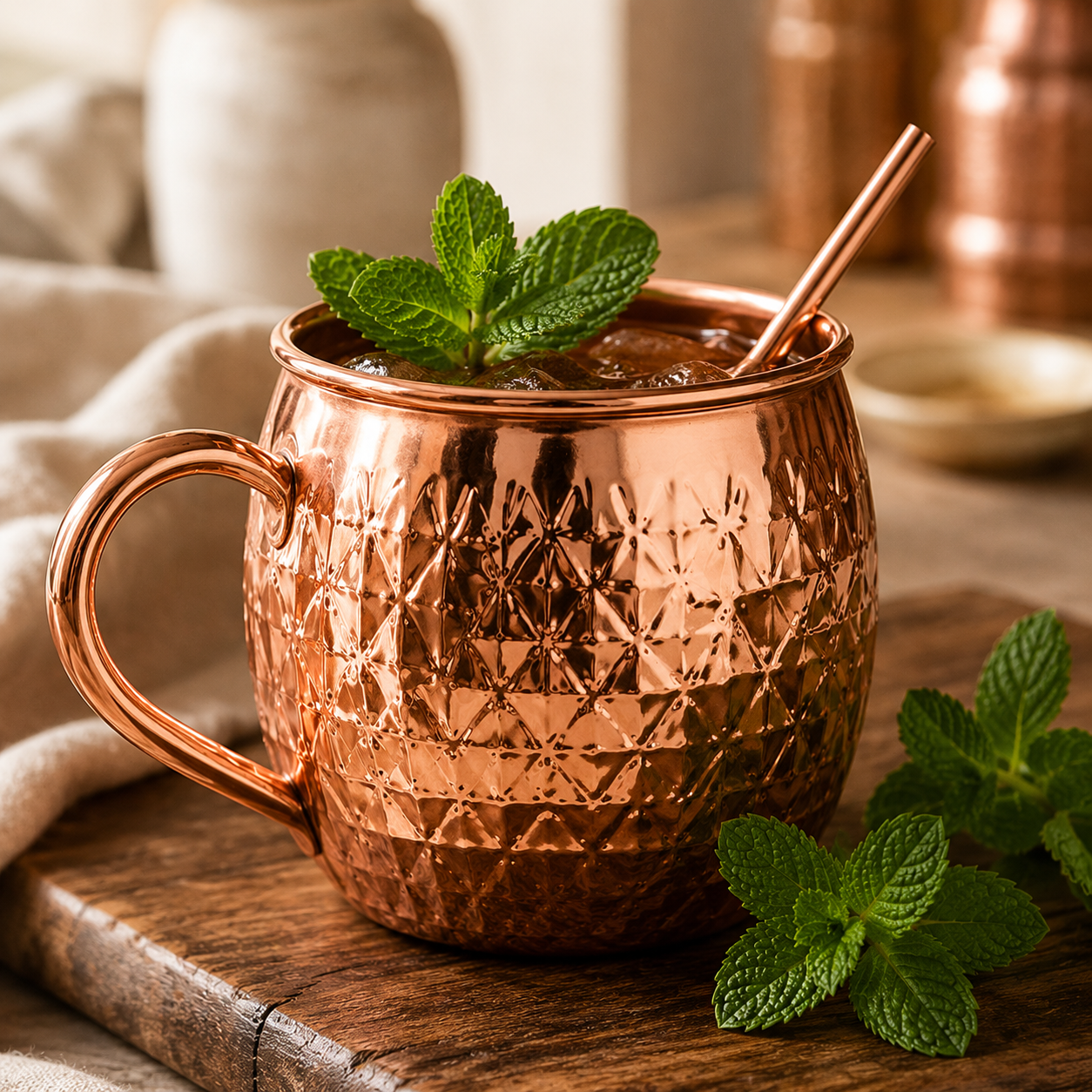 Hammered Copper Moscow Mule Mug Set of 2
