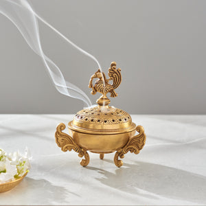 Beautifully handcrafted brass bird incense burner/dhoop dani