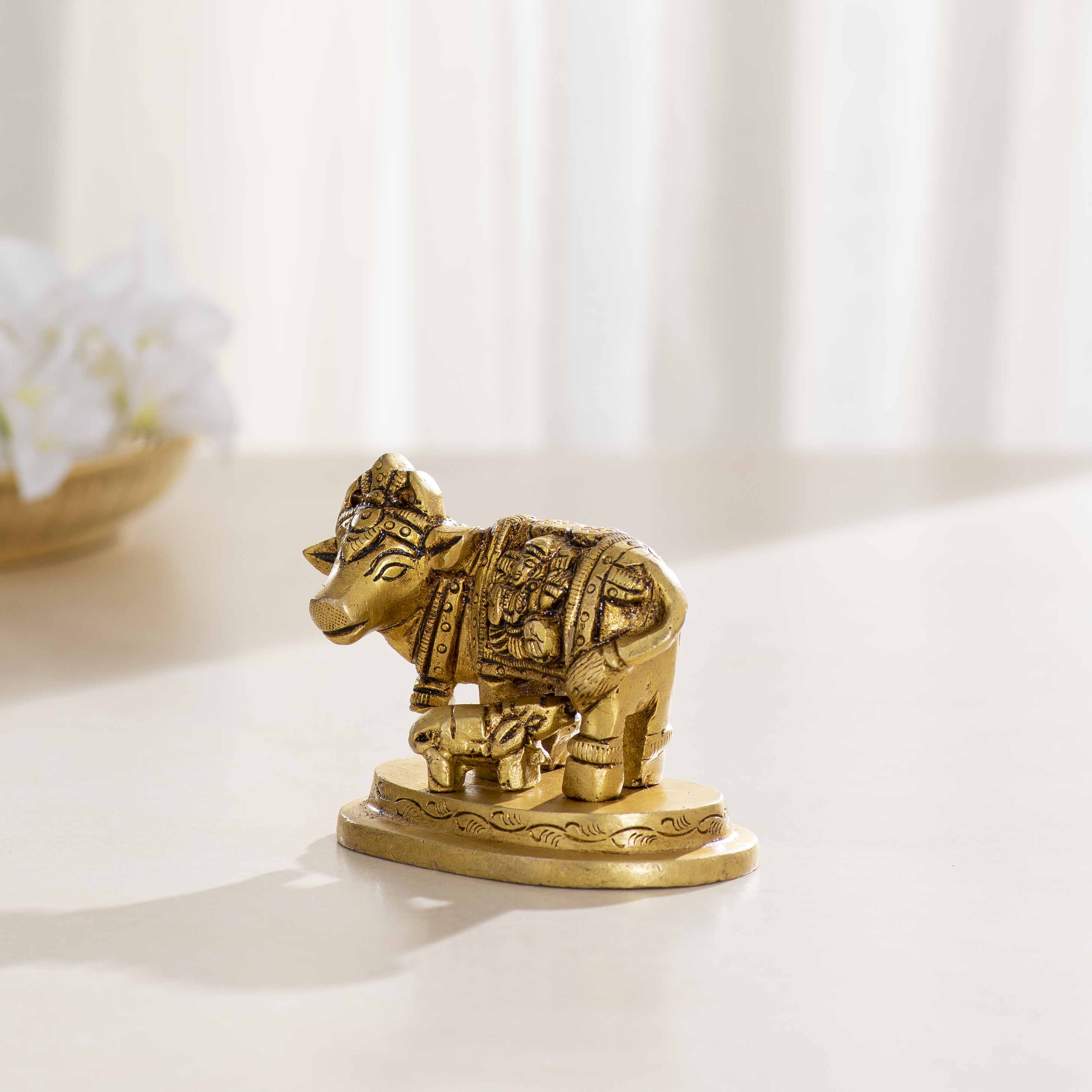 Brass Cow and Calf Idol