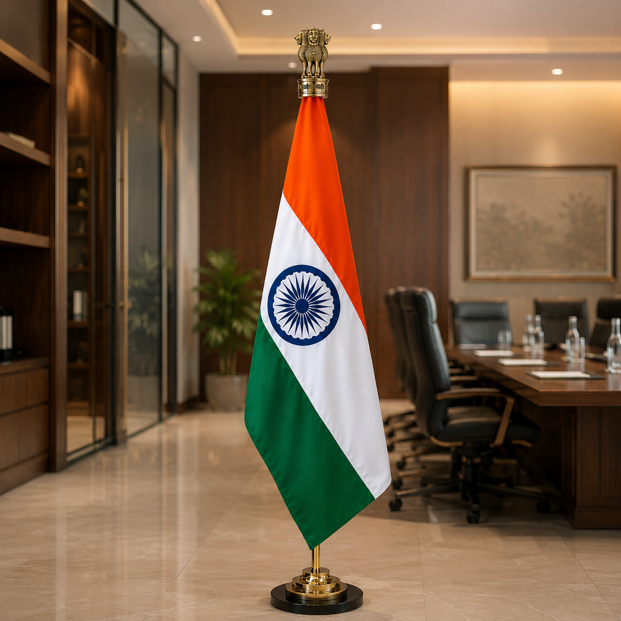 Premium Indian Pole Flag with Stand (7 Ft Height)