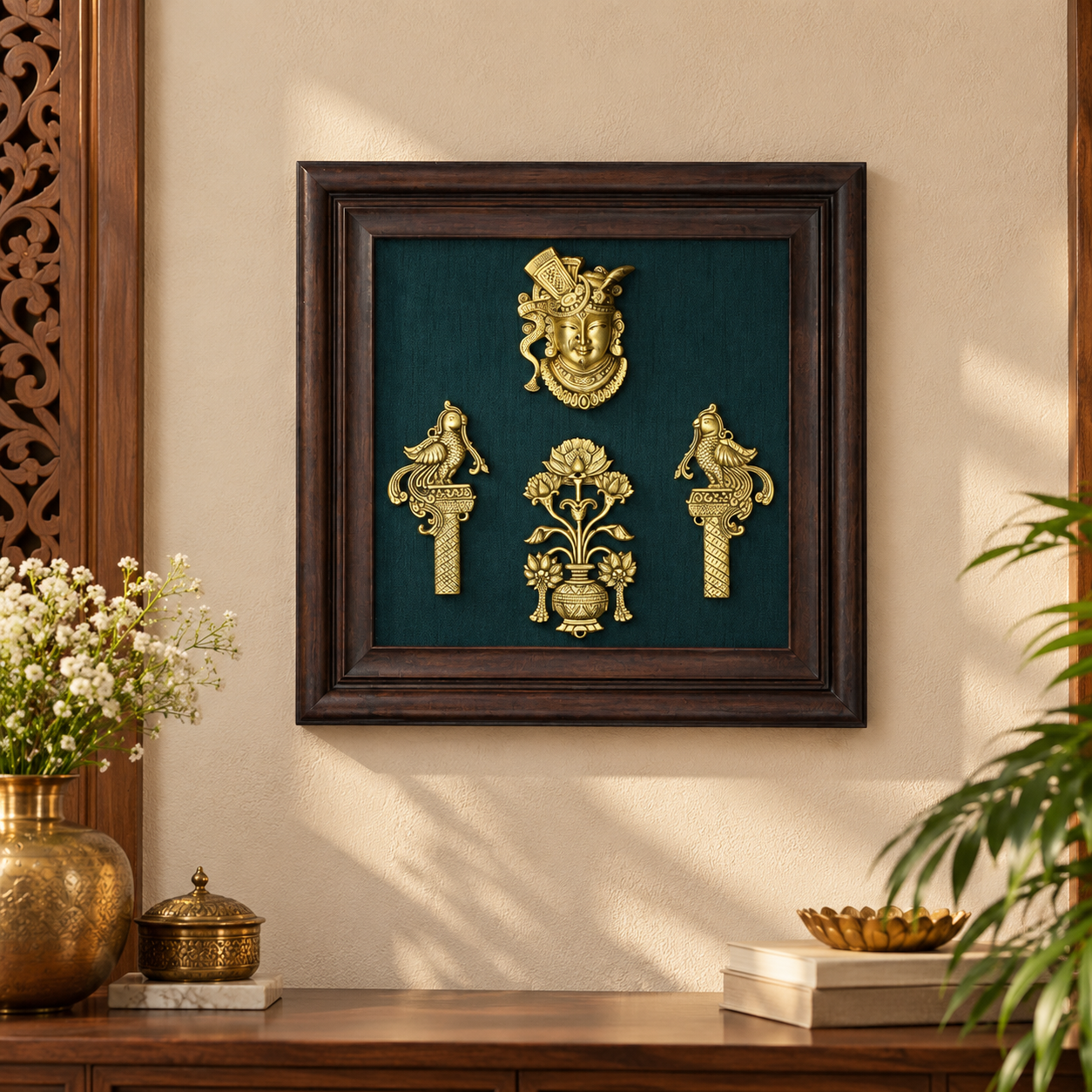 Brass Shrinath Ji Wall Frame - 12 inch