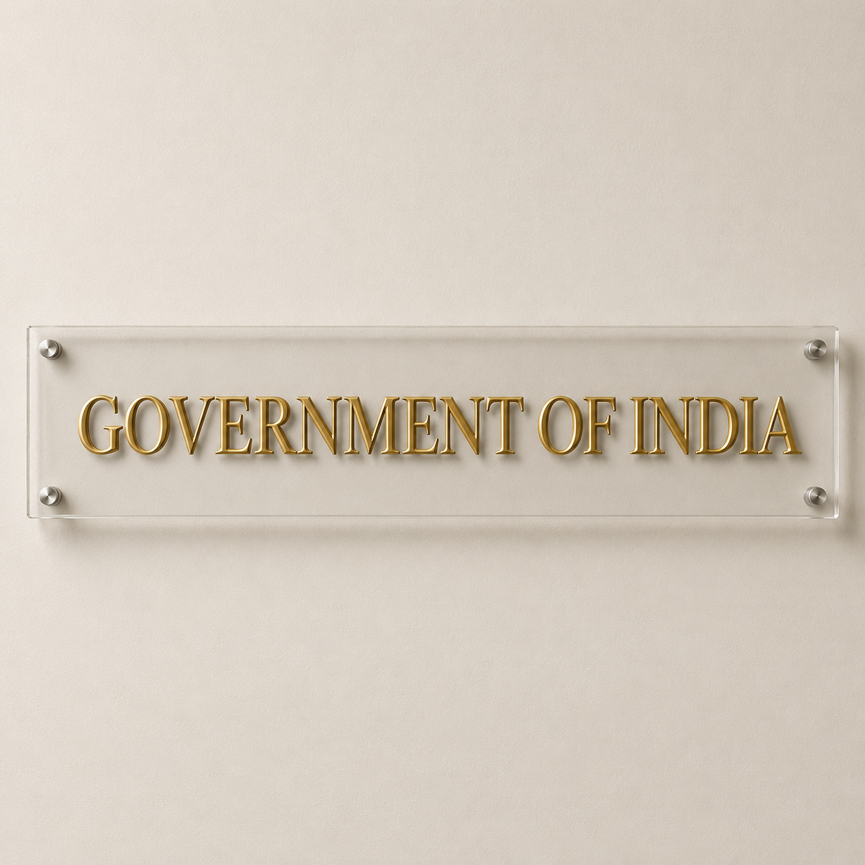 Brass Government of India Name Plate with Acrylic sheet