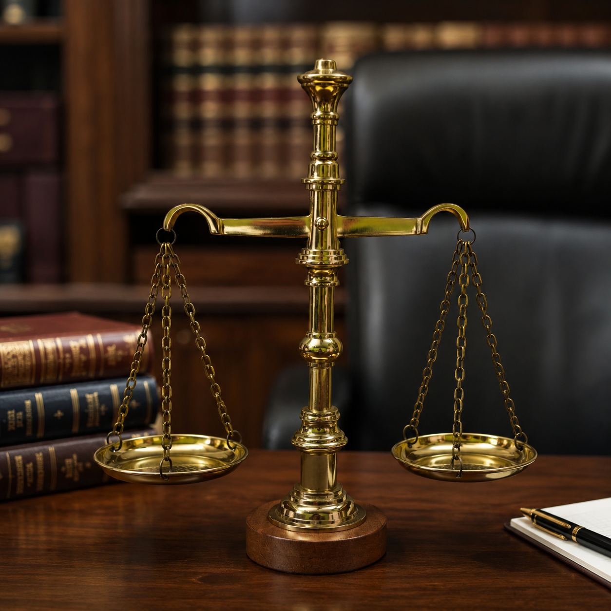 Brass Justice Scale with Wooden Base – 12 Inch