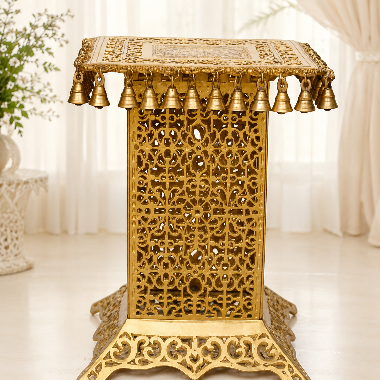 Brass Decorative Mandap with Hanging Bells- 22 inch