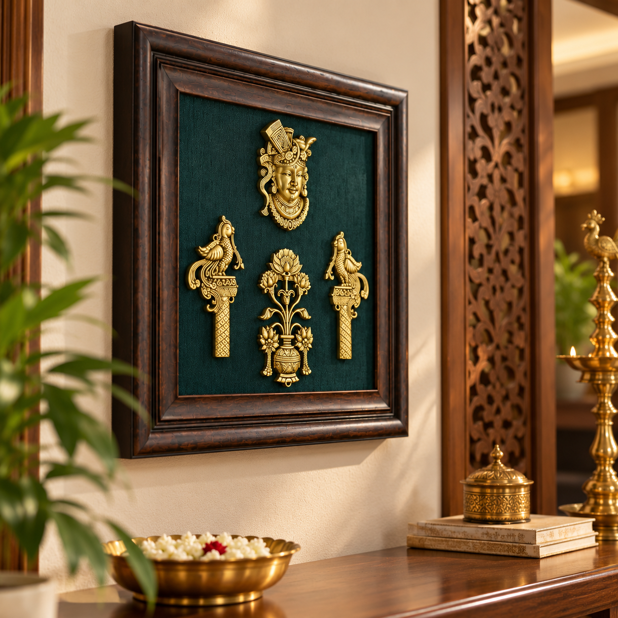 Brass Shrinath Ji Wall Frame - 12 inch