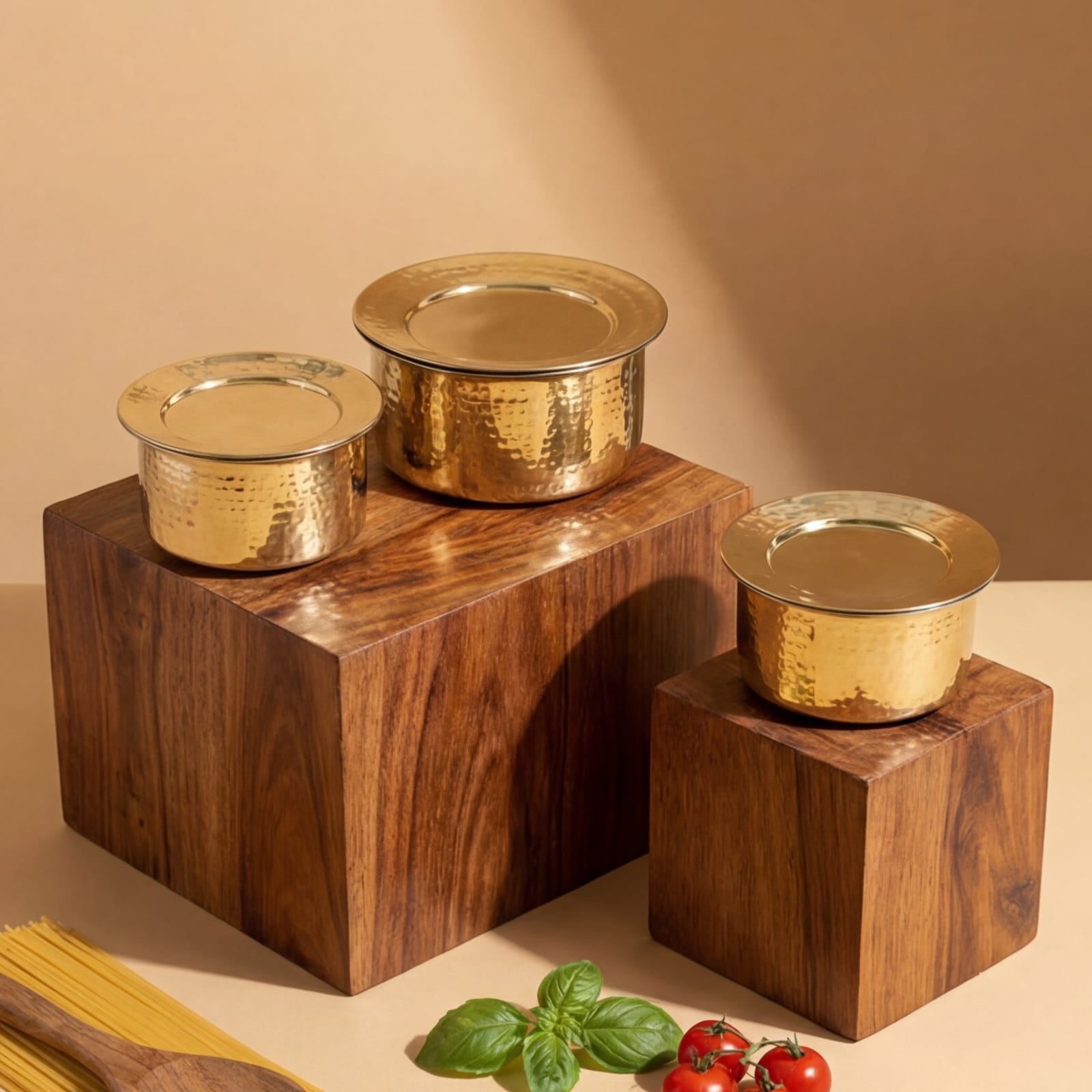 Brass Patila - Set of 3 with Lid