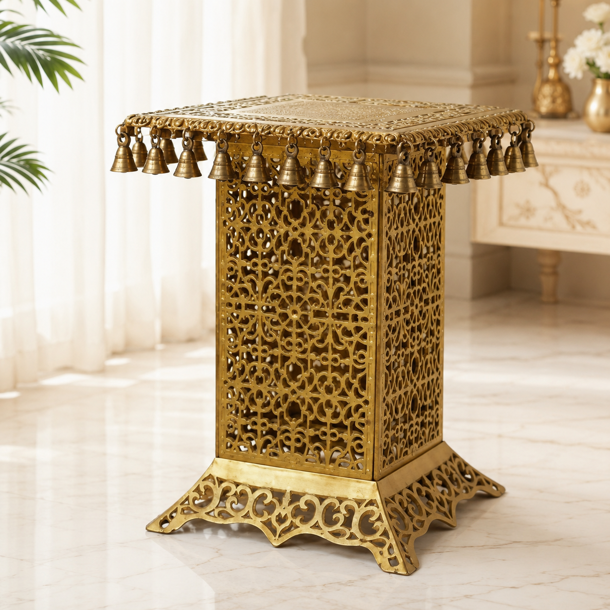 Brass Decorative Mandap with Hanging Bells- 22 inch