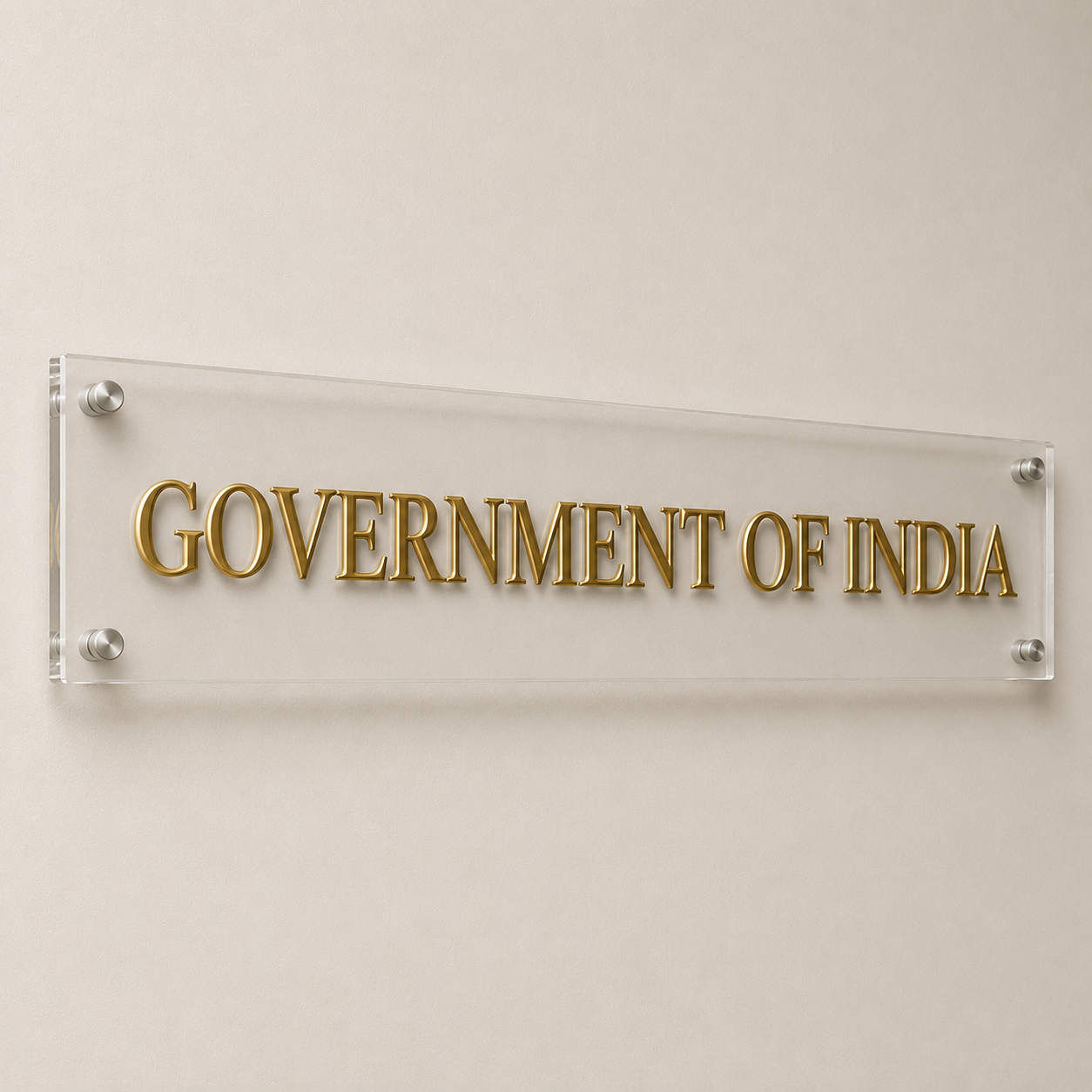 Brass Government of India Name Plate with Acrylic sheet