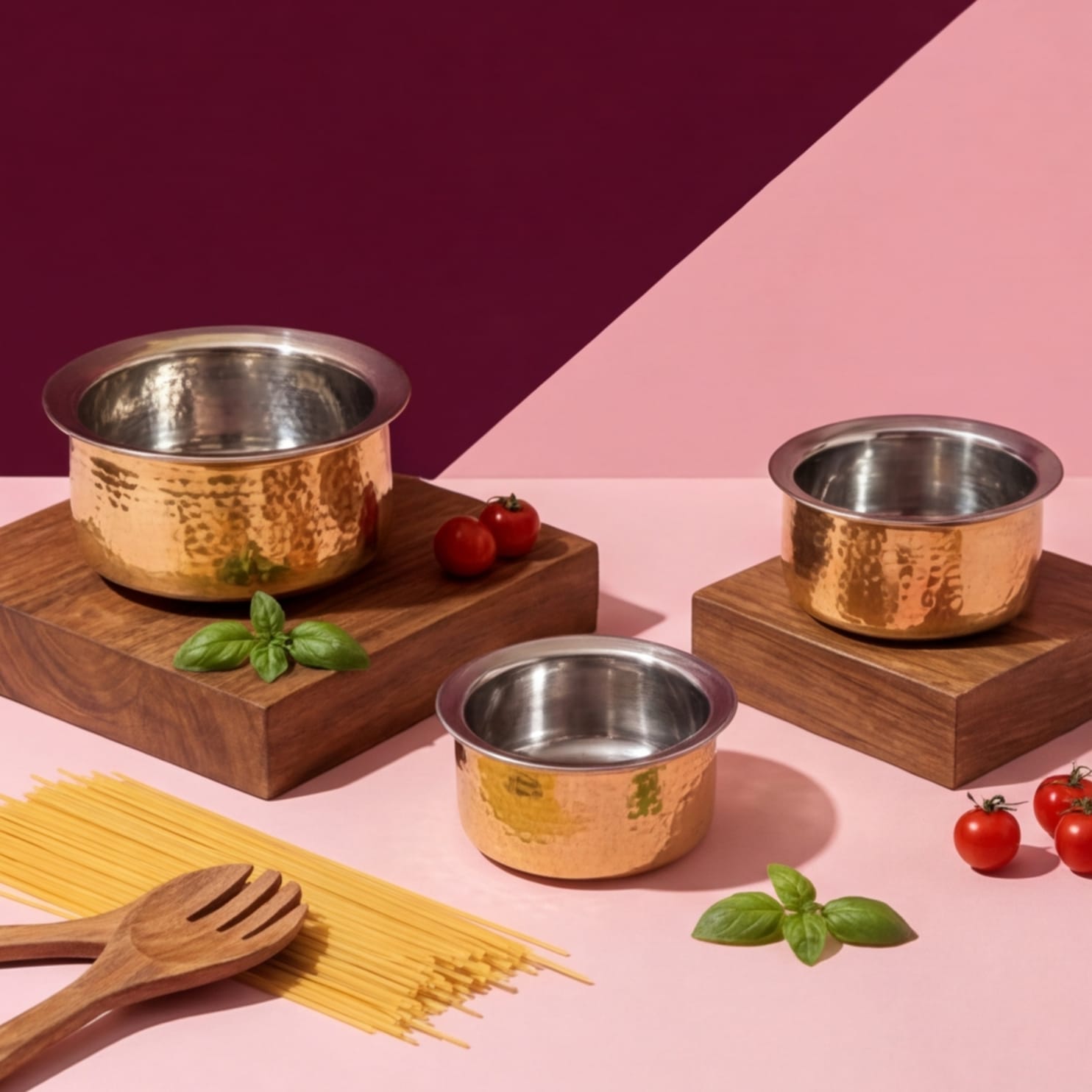 Brass Patila - Set of 3 with Lid