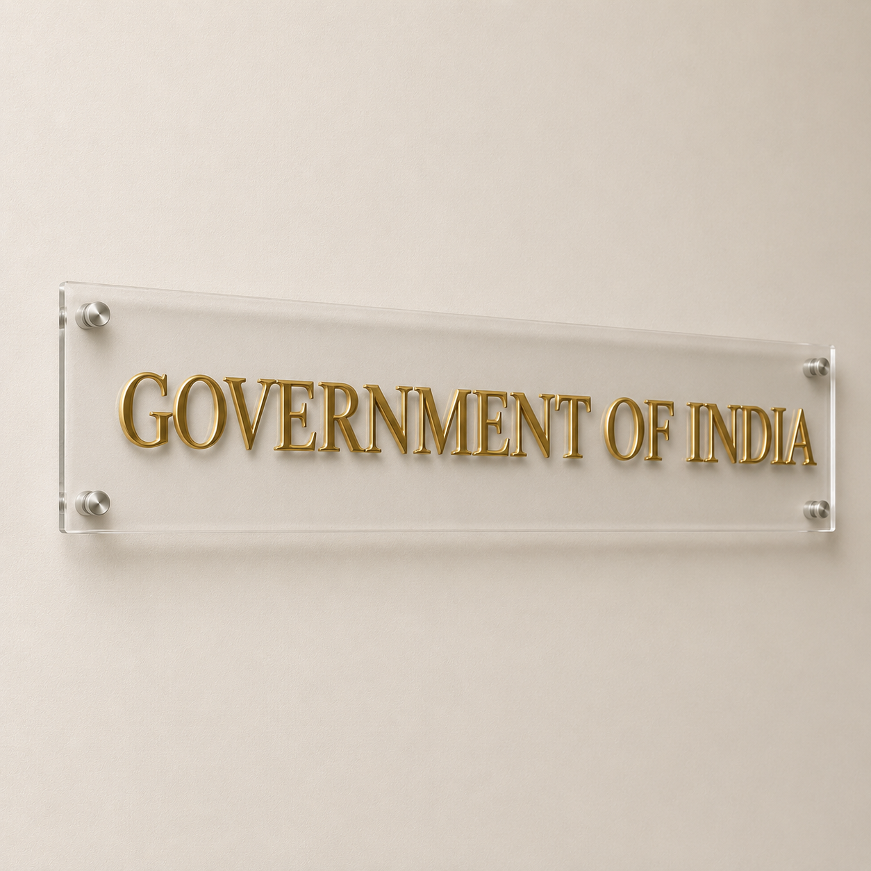 Brass Government of India Name Plate with Acrylic sheet