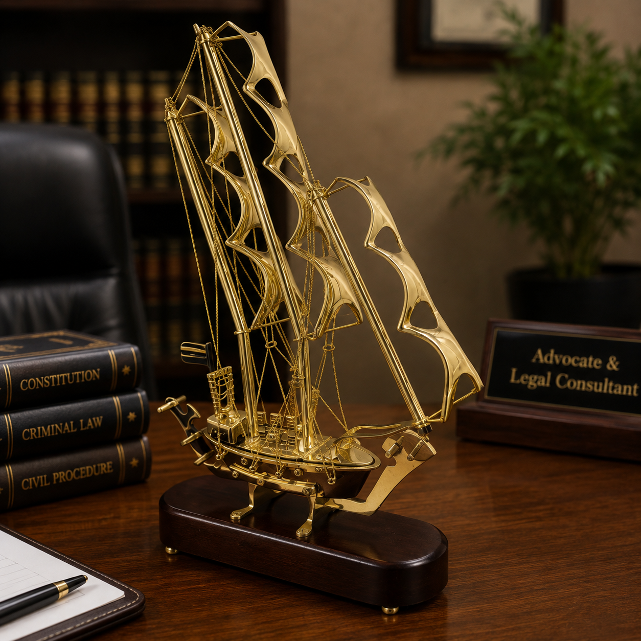 Brass Sailing Ship Decorative Showpiece