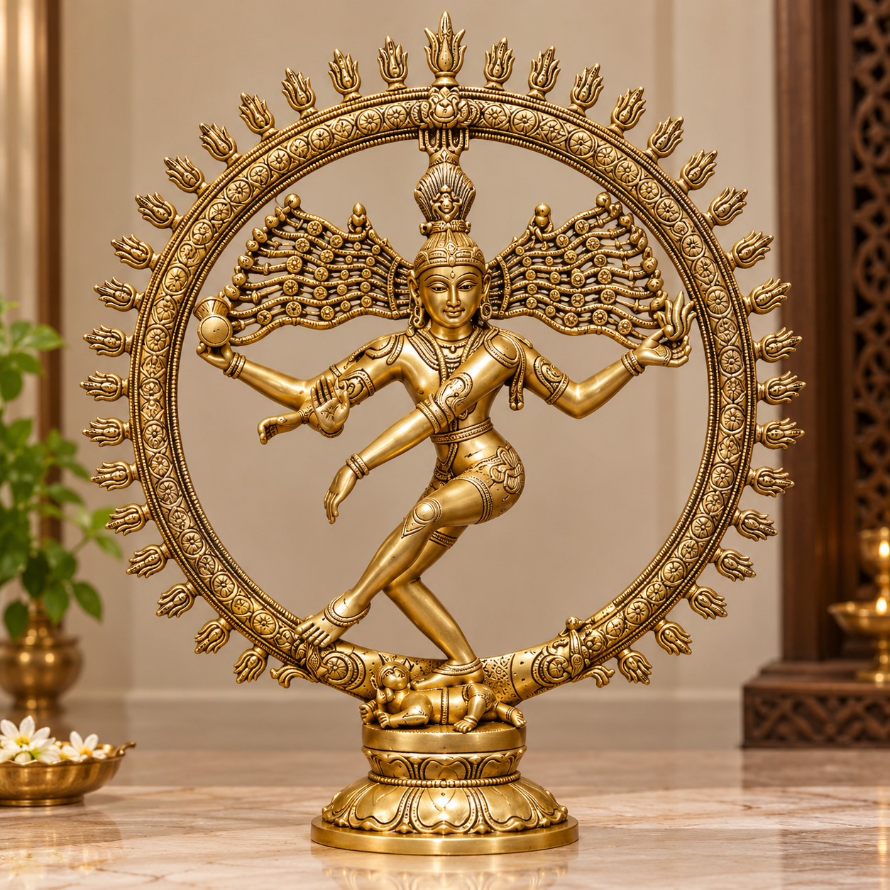 Brass Nataraja Idol – Traditional Dancing Shiva Statue- 17 inch