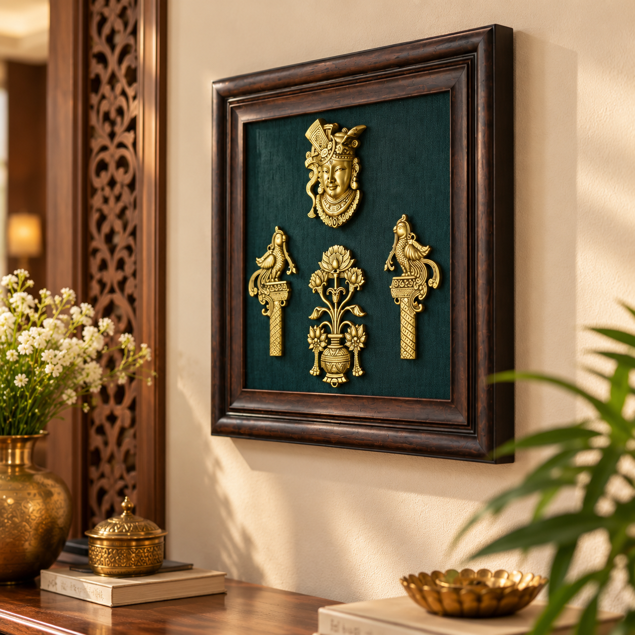 Brass Shrinath Ji Wall Frame - 12 inch