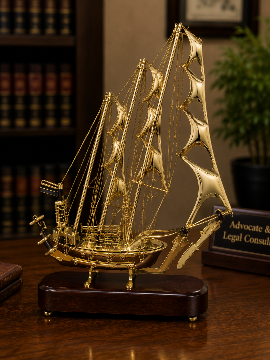 Brass Sailing Ship Decorative Showpiece