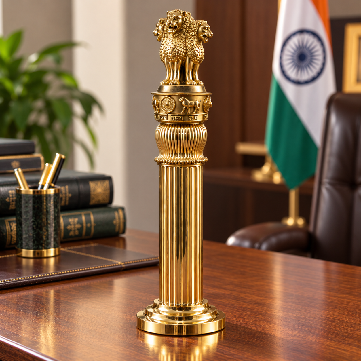 Brass Premium Ashoka Pillar with Gift Box