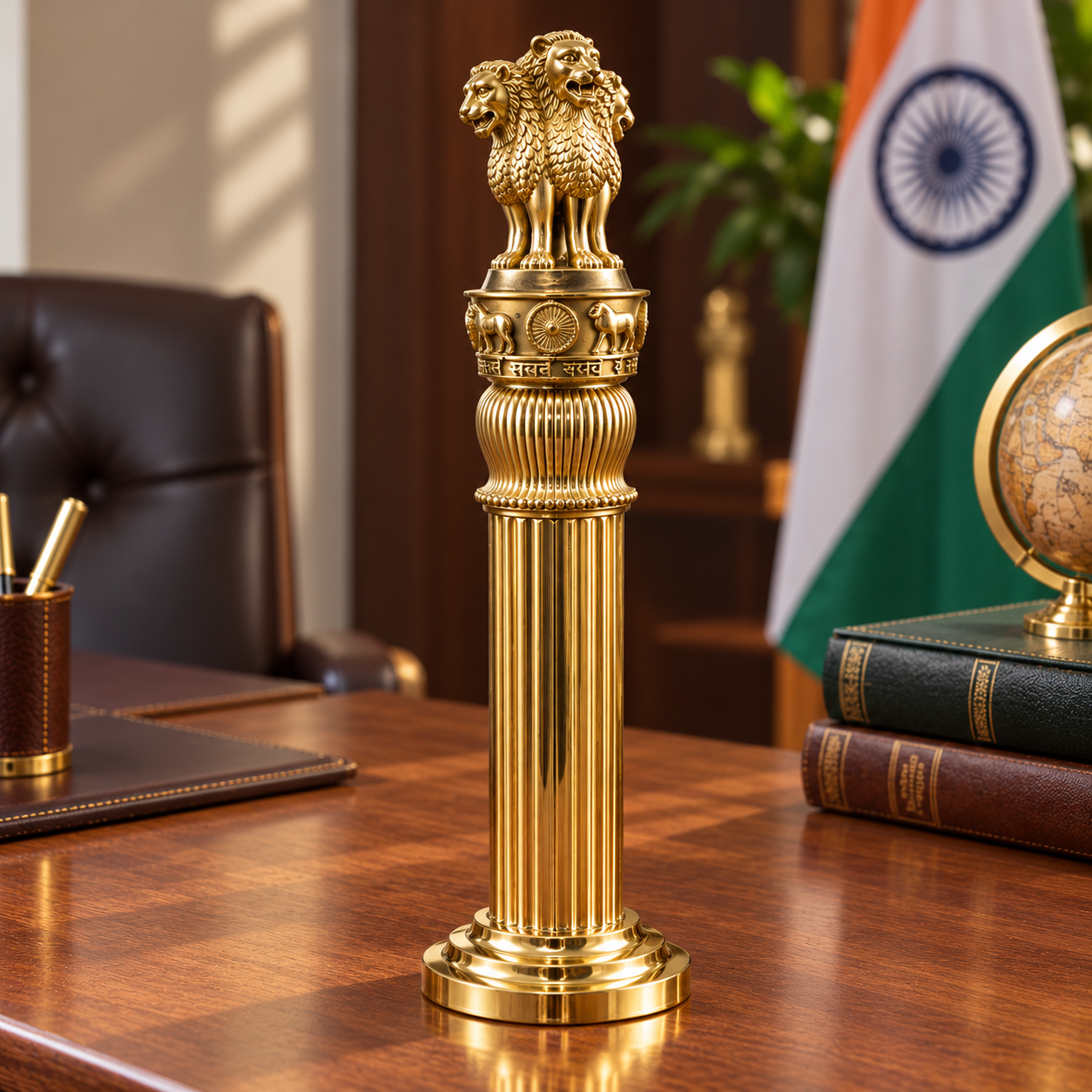 Brass Premium Ashoka Pillar with Gift Box