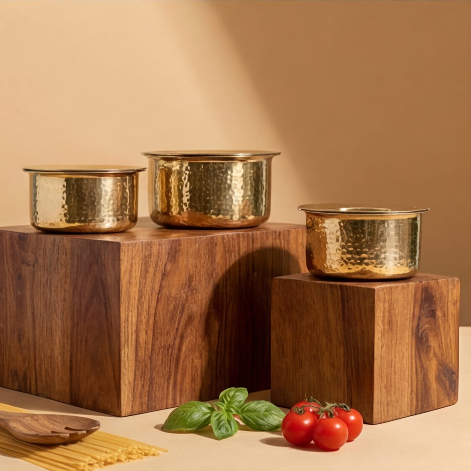 Brass Patila - Set of 3 with Lid