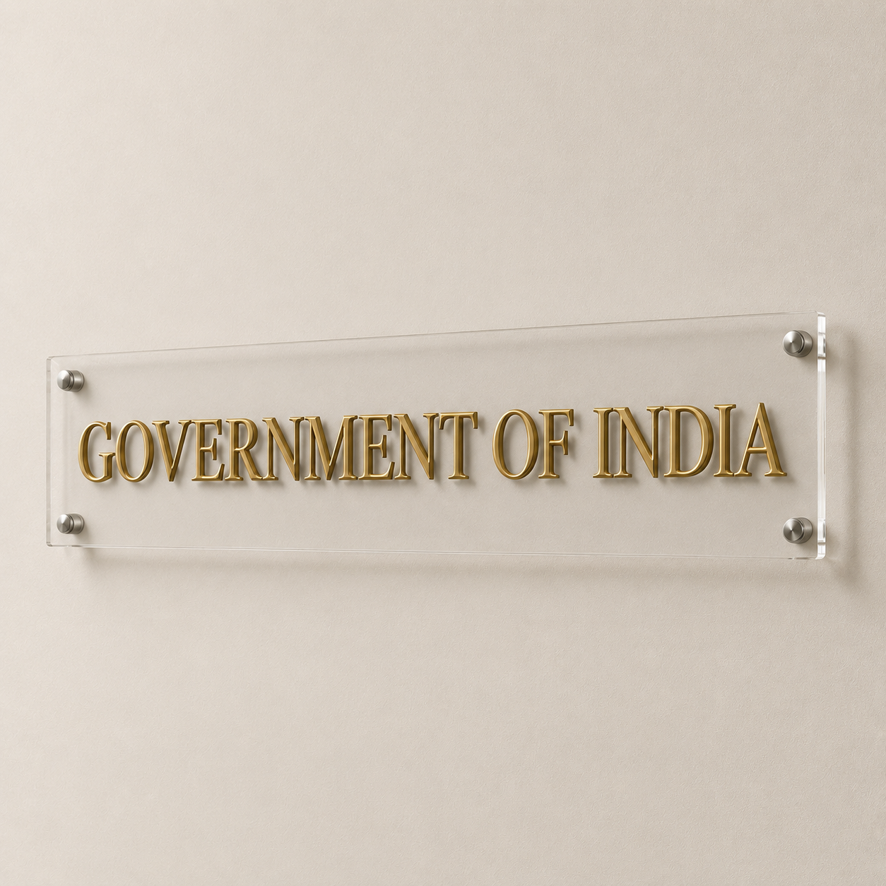 Brass Government of India Name Plate with Acrylic sheet