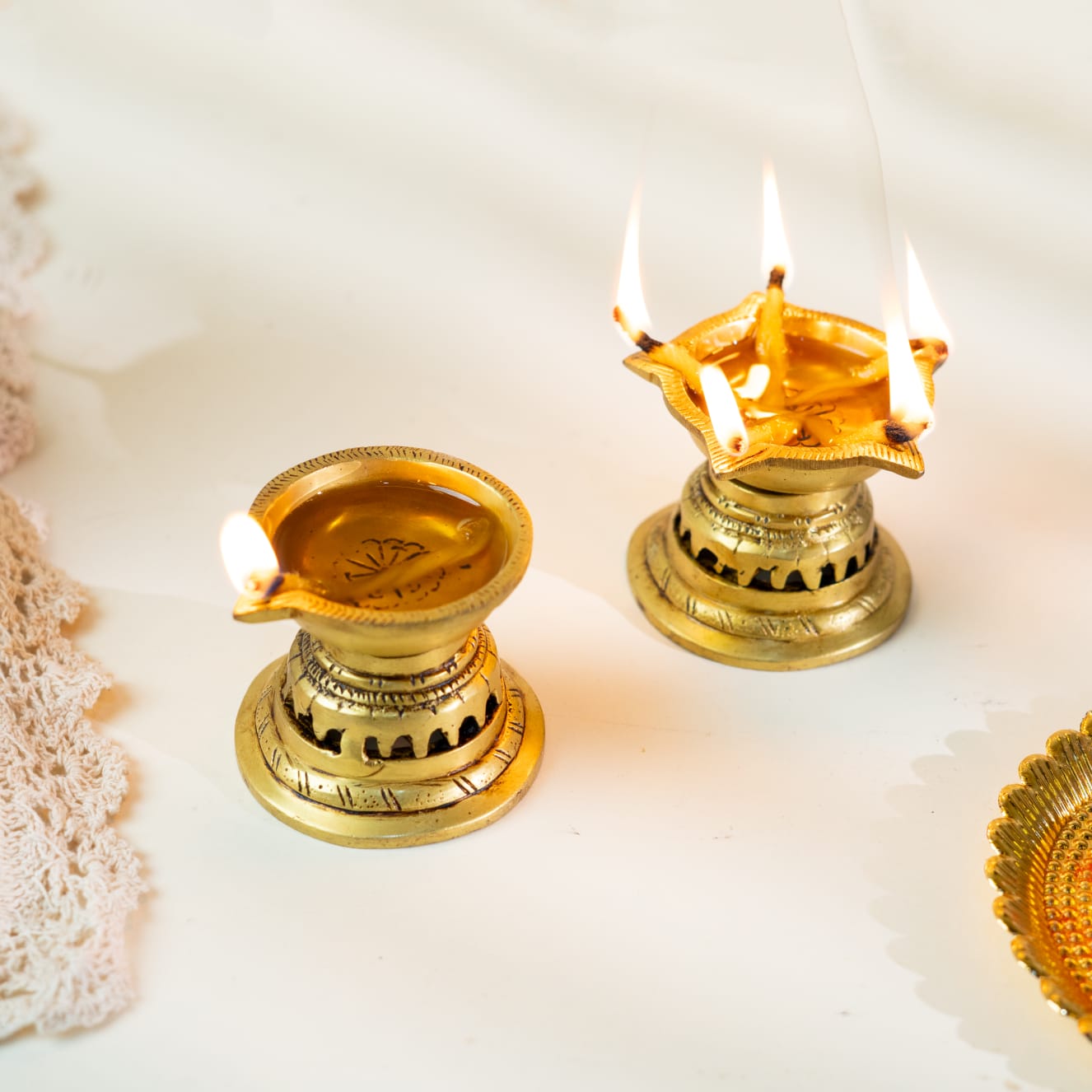 Brass Traditional Diya set